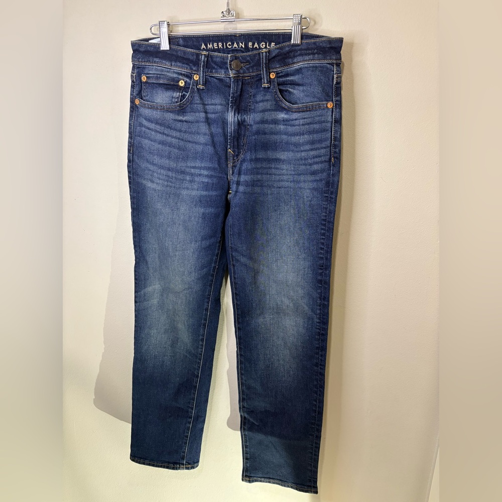 American Eagle Outfitters Men's Dark Blue Straight Jeans